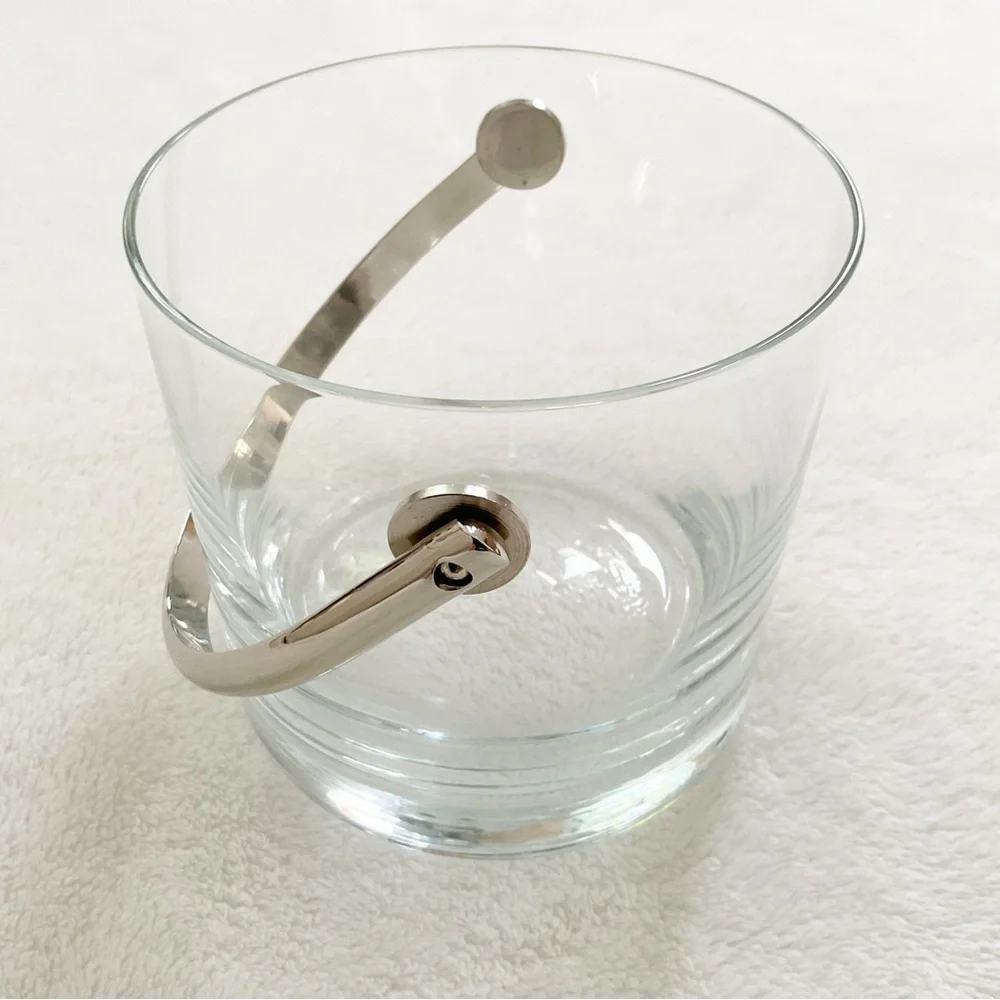 Schott Zwiesel Crystal Ice Bucket Chrome Handle Germany Vintage MCM